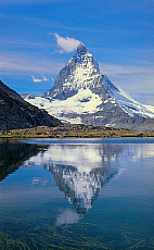 2001-212222-01 &copy; eStock Switzerland, Zermatt, Riffel Lake and Matterhorn mountain.