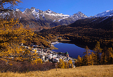 2001-212245-01 &copy; eStock Switzerland, Engadin, Graubunden, Saint Moritz town towards Muottas Muragl mountain.